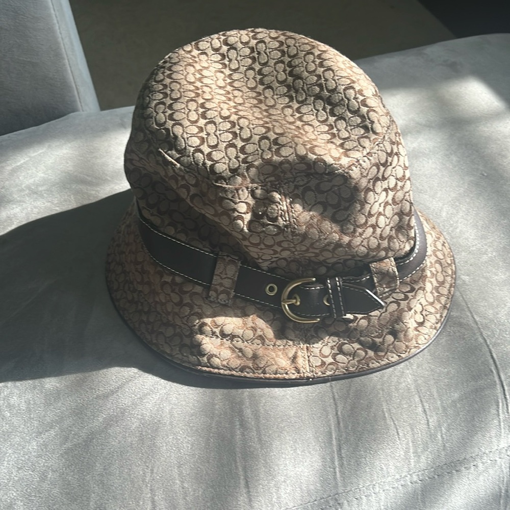 Coach Brown Patterned Bucket Hat - image 1